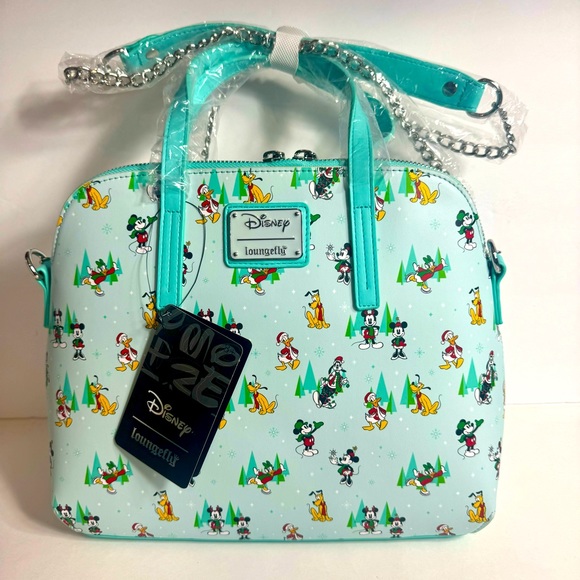 NWT. Loungefly Disney Holiday Christmas winter Sensational Six Crossbody Bag. - Picture 1 of 12